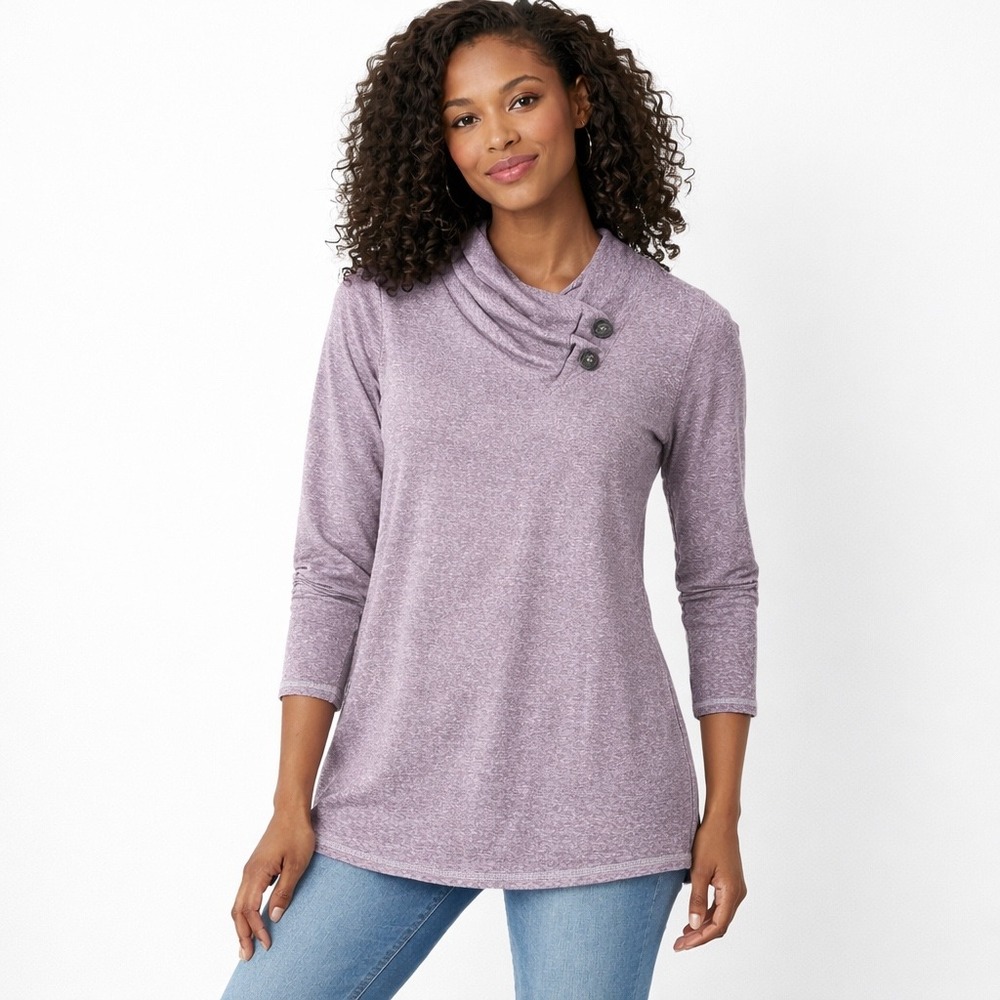 Soft Surroundings Women's Cowl Neck Blouse Purple Size S‎ Cottagecore Minimalist